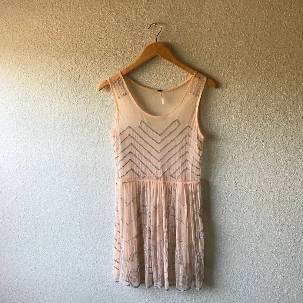 NWOT Free People Sheer Beaded Slip - Picture 2 of 4